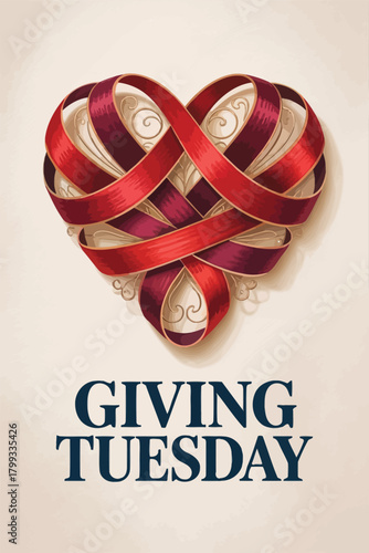 Giving Tuesday with Heart and Ribbon Design