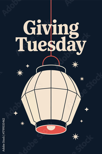 Giving Tuesday with Lantern Icon and Donation Symbol