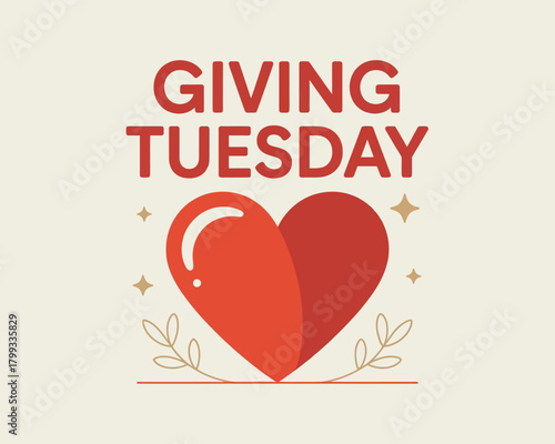 Giving Tuesday Design with Heart and Olive Branch Symbol