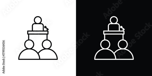 Convention icon outline. Vector isolated pictogram for web