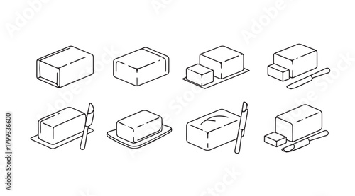 Isometric architectural building massing studies with different projections and elements silhouette