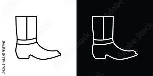 Cowboy Boot icon outline. Vector isolated pictogram for web