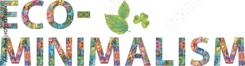 Word ECO-MINIMALISM hand drawn modern design vector illustration.