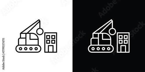 Demolition icon outline. Vector isolated pictogram for web