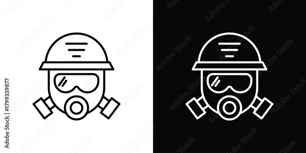 Fototapeta premium Fireman Mask icon outline. Vector isolated pictogram for web