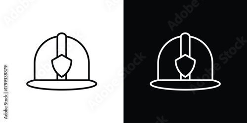 Firefighter helmet icon outline. Vector isolated pictogram for web