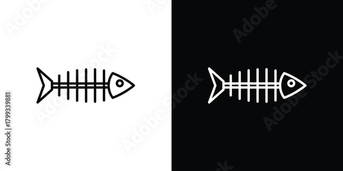 Fish bone icon outline. Vector isolated pictogram for web