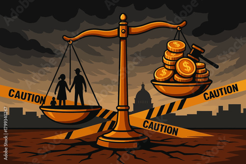 vector illustration of a scales of justice and law