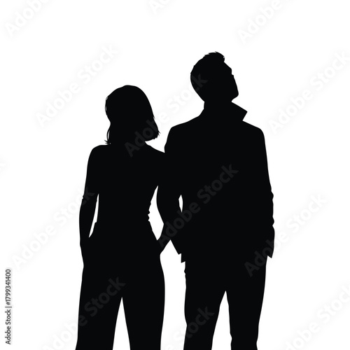 Silhouette of couple looking up, anticipating future