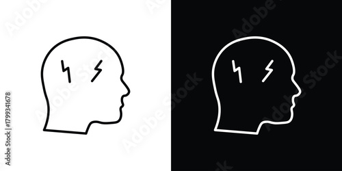 Headache icon outline. Vector isolated pictogram for web