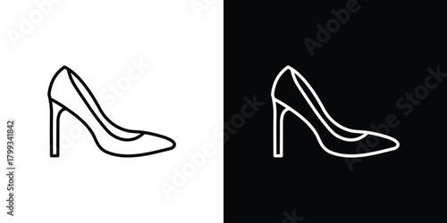 High heel shoes icon outline. Vector isolated pictogram for web
