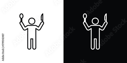 Hungry human icon outline. Vector isolated pictogram for web