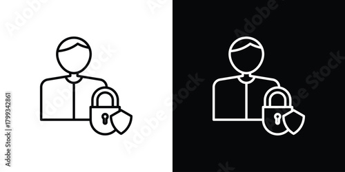 Information Security Analyst icon outline. Vector isolated pictogram for web