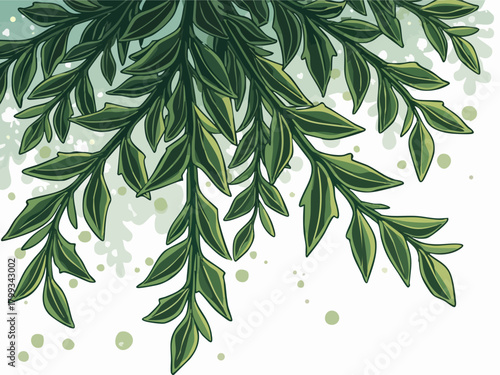 Stylized Mistletoe with Berries Hanging from Doorway