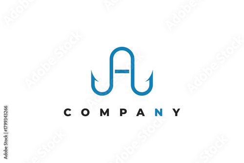 letter a and two fishing hooks logo