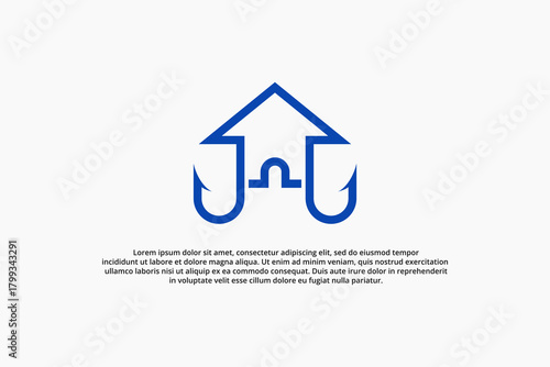 fishing hooks and fishing shop logo