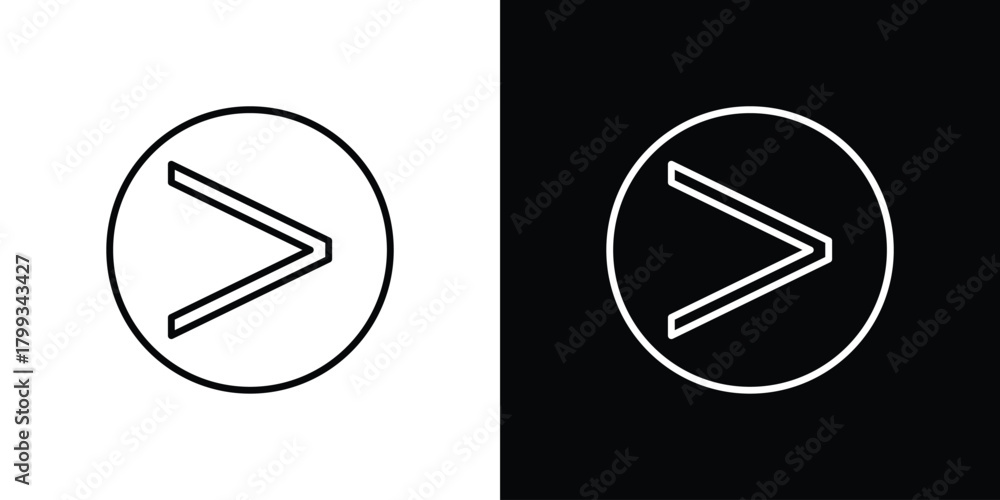 Φωτογραφία Is greater than icon outline. Vector isolated pictogram for web