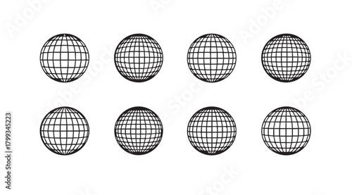 Eight oval shapes with grid pattern silhouette