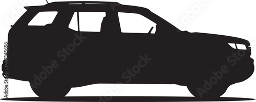 black silhouette of SUV car on white background, vector