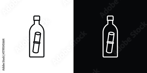 Message In a Bottle icon outline. Vector isolated pictogram for web