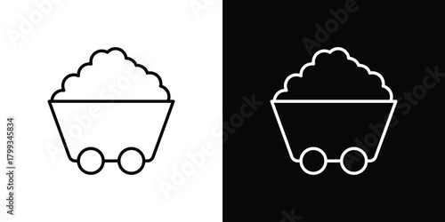 Mine wagon icon outline. Vector isolated pictogram for web
