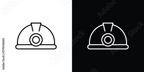 Miner helmet icon outline. Vector isolated pictogram for web