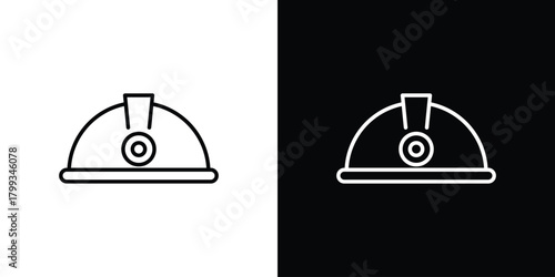 Mining Helmet icon outline. Vector isolated pictogram for web