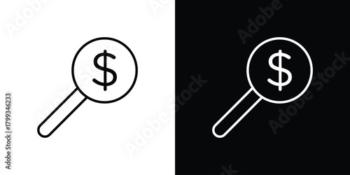 Money finder icon outline. Vector isolated pictogram for web