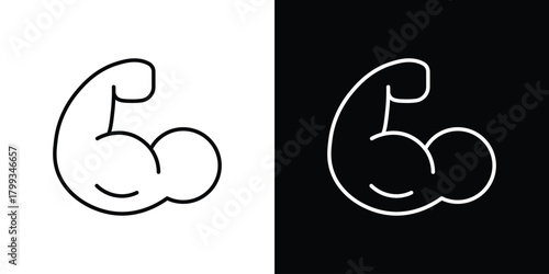 Muscle icon outline. Vector isolated pictogram for web