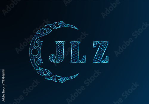 Low poly letter logo JLZ design. JLZ letter logo low poly vector design on blue color gradient background. JLZ logo low poly design