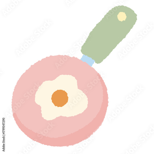 Cute Pastel Frying Pan with Egg Illustration