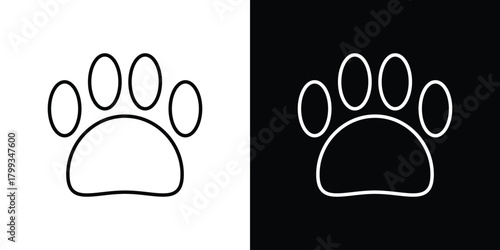 Paw icon outline. Vector isolated pictogram for web