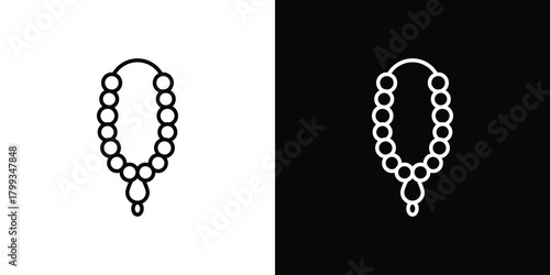 Pearl necklace icon outline. Vector isolated pictogram for web