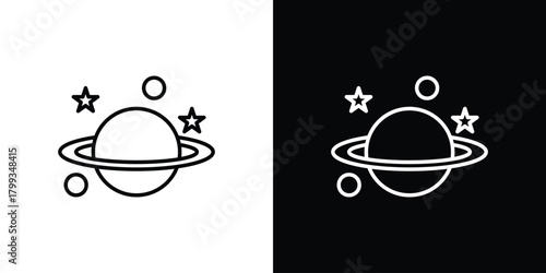 Planet saturn icon outline. Vector isolated pictogram for web