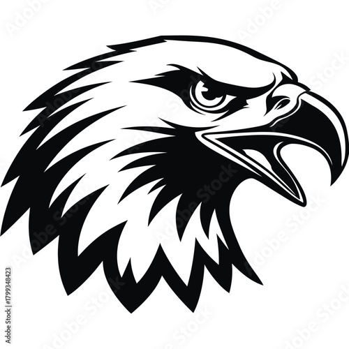 Stylized angry bald eagle head vector mascot graphic symbol design logo Vector