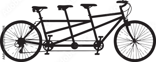 black silhouette of tandem bike on white background, vector