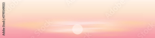 Sun in the sunset sky, natural background, panoramic view, vector design