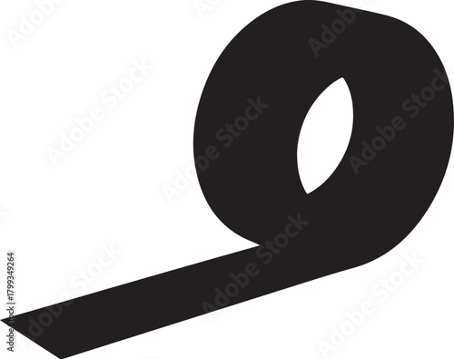black silhouette of tape on white background, vector