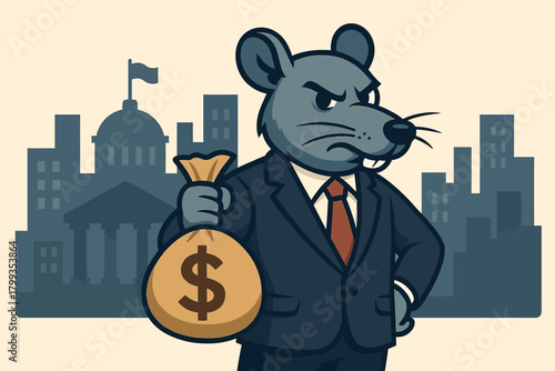 vector illustration of a corrupt tie-wearing rat