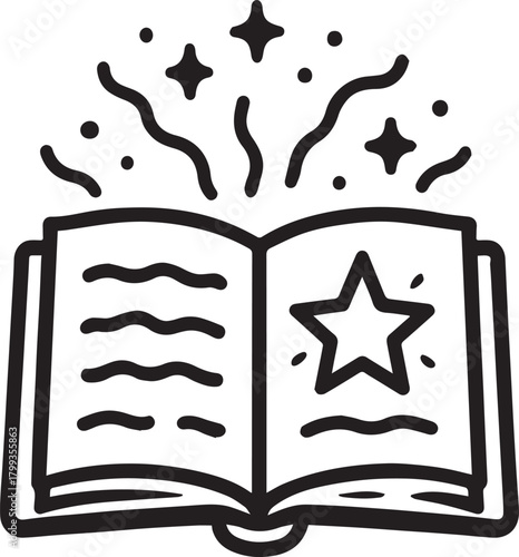 An open book radiating with the magic of storytelling and the allure of untold adventures, stars of wonder. The image speaks of knowledge.