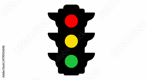 Traffic light icon vector illustration, simple and clean design, red yellow green lights, modern flat style, bold outlines