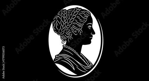 Elegant silhouette profile of a woman in classical attire, evoking historical charm and timeless beauty for sophisticated design projects.