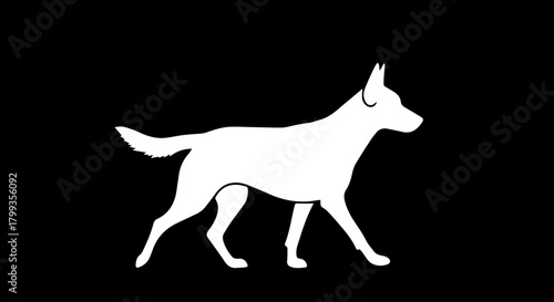Elegant white silhouette of a dog in motion, capturing canine grace and athleticism for modern design projects.