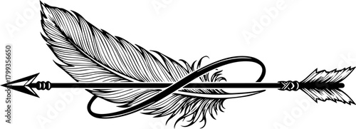Elegant feather and arrow graphic symbolizing freedom, direction, and spiritual journey for symbolic designs and artistic projects