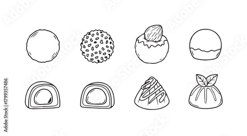 Collection of hand drawn easter egg and candy silhouettes