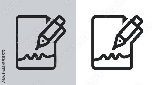 Pencil writing on document outline icon for editing, signing, and content creation Vector