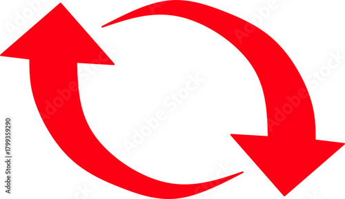Bold red curved arrows forming a circular loop symbolizing rotation, refresh, and continuous process. Clean, simple vector design ideal for icons, apps, and infographics.
Free Download Bold red curved arrows forming a circular loop symbolizing rotation, refresh, and continuous process. Clean, simple vector design ideal for icons, apps, and infographics.
- GFXLoad