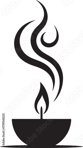 Orthodox candle and incense smoke silhouette