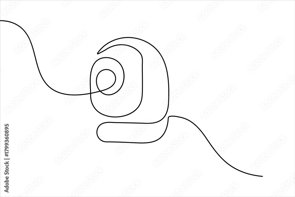 Obraz premium Cctv camera single line art minimalist outline security device illustration 