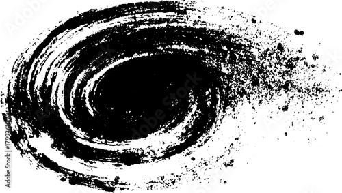Grunge swirl texture in black paint. Abstract design with dynamic strokes and transparency. Vector illustration for a creative art set.
